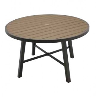 8773600-01 Durango Aluminum and Faux Teak Commercial Restaurant Hospitality Dining Outdoor 36 inch round table